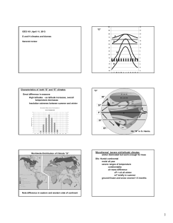 GEO 101, April 11, 2013 D and H climates and biomes General
