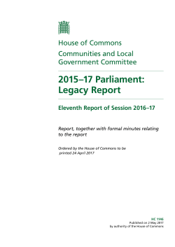 2015&ndash;17 Parliament: Legacy Report