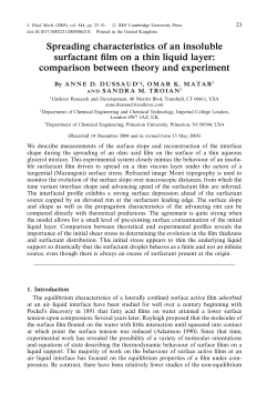 Spreading characteristics of an insoluble surfactant film on a thin