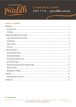TABLE OF CONTENTS - Piccalilli Catering