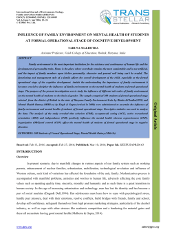Influence of Family Environment on Mental Health of Students