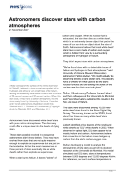 Astronomers discover stars with carbon atmospheres