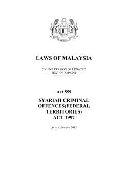 Act 559 SYARIAH CRIMINAL OFFENCES(FEDERAL TERRITORIES)