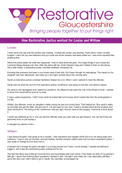 How Restorative Justice worked for Louise and William
