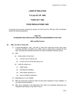 laws of malaysia pu(a) 437 of 1985 food act 1983 food regulations