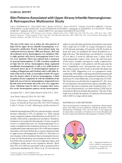 Skin Patterns Associated with Upper Airway Infantile Haemangiomas