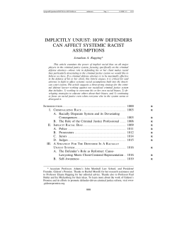 implicitly unjust: how defenders can affect systemic racist assumptions