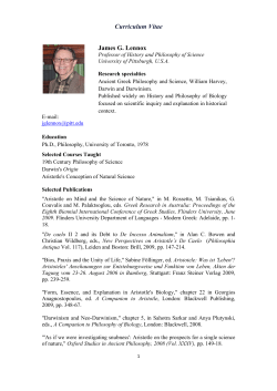 Curriculum Vitae James G. Lennox