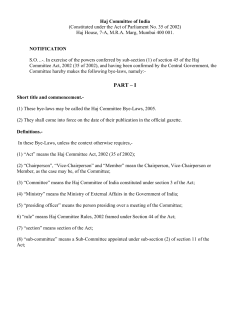 The Haj Committee Bye Laws - The Ministry of External Affairs