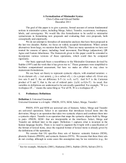 A Formalization of Minimalist Syntax