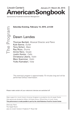 Program Notes - Lincoln Center`s American Songbook