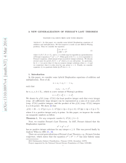 A New Generalization of Fermat`s Last Theorem