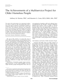 The Achievements of a Multiservice Project for Older Homeless People