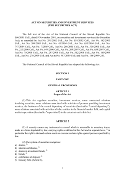 ACT ON SECURITIES AND INVESTMENT SERVICES (THE