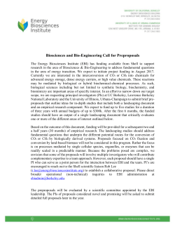 Biosciences and Bio-Engineering Call for Preproposals
