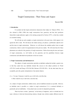 Tough Constructions : Their Tense and Aspect