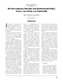 Special Series The Precautionary Principle and Environmental Policy