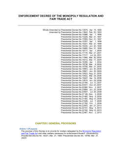 Enforcement Decree of the Monopoly Regulation and Fair Trade Act