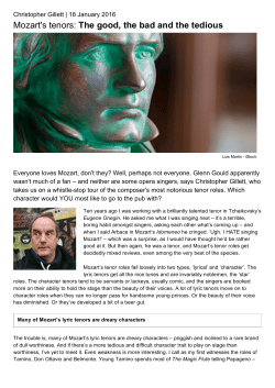 Mozart`s tenors: The good, the bad and the tedious