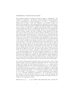 DIMENSIONAL ANALYSIS AND SCALING Every physical quantity is