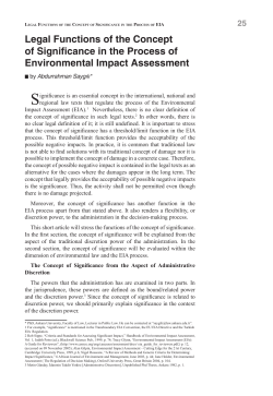 Legal Functions of the Concept of Significance in