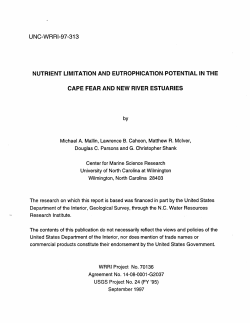 nutrient limitation and eutrophication potential in the cape fear and