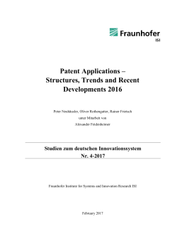 Patent Applications &ndash; Structures, Trends and Recent