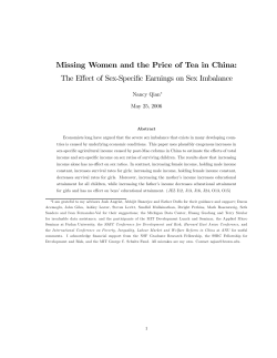Missing Women and the Price of Tea in China: The Effect of Sex