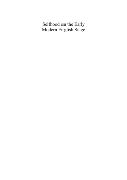 Selfhood on the Early Modern English Stage