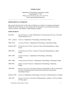 Nathalie Goubet Department of Psychology, Gettysburg College