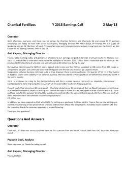 Chambal Fertilizes Y 2013 Earnings Call 2 May`13