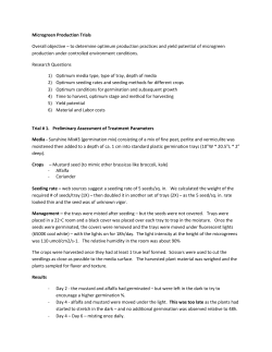 Microgreen Production Trials Overall objective &ndash; to determine