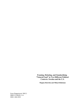 Framing, Debating, and Standardising &ldquo;Natural Food&rdquo; in Two