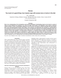 how insects cope with excess ions or toxins in the diet