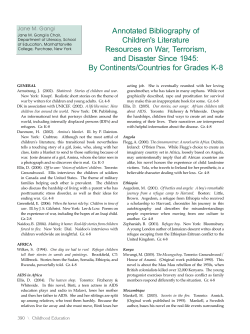 Children`s Literature on War, Terrorism, and Disaster