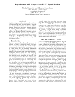 Experiments with Corpus-based LFG Specialization Nicola