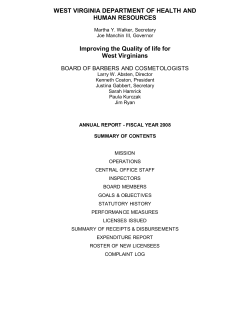 FY 2008 Annual Report - West Virginia Board of Barbers and