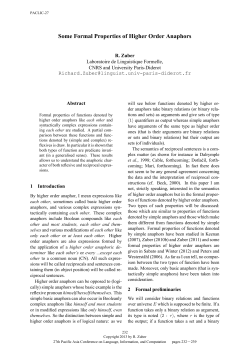 Some Formal Properties of Higher Order Anaphors