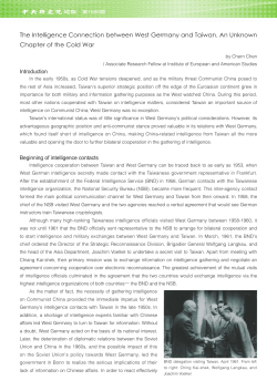 The Intelligence Connection between West Germany and Taiwan