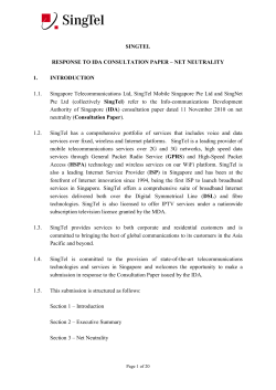 SINGTEL RESPONSE TO IDA CONSULTATION PAPER