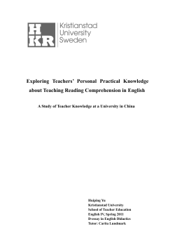 Exploring Teachers` Personal Practical Knowledge about