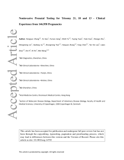 Noninvasive Prenatal Testing for Trisomy 21, 18 and 13