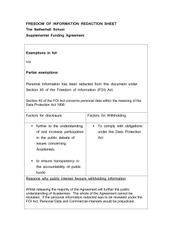 FREEDOM OF INFORMATION REDACTION SHEET The Netherhall
