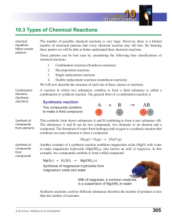 305 10.3 Types of Chemical Reactions - District 196 e