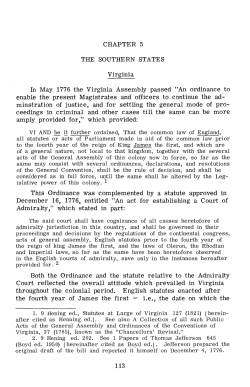 CHAPTER 5 THE SOUTHERN STATES Virginia In May 1776 the