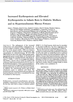 Increased Erythropoiesis and Elevated Erythropoietin in Infants Born