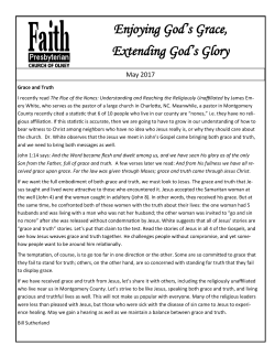 Enjoying God`s Grace, Extending God`s Glory