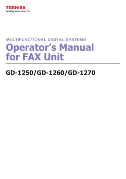 Operator`s Manual for FAX Unit - Toshiba America Business Solutions