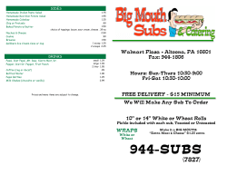 Big Mouth Menu