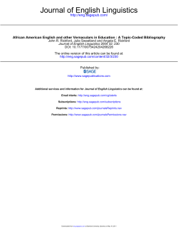 African American English and other Vernaculars in